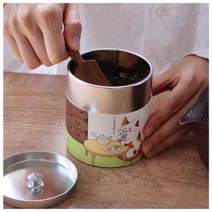 Recipientes de Papel Washi Japonés para Almacenamiento de Alimentos, con Doble Tapa, Diseño de Gato Adorable, para Té Verde Matcha, de Calidad Competitiva y Excelente Precio - Product Image 1
