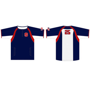 Custom Sublimated Eco-Friendly Moisture-Wicking Baseball Jersey Men's Short Sleeve Mesh Breathable Stand Team Number 25 Red - Product Image 1