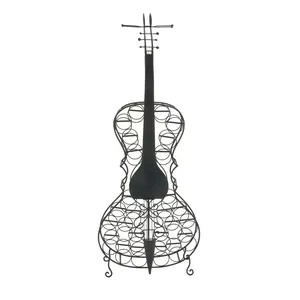 Metal Violin-Shaped Farmhouse Design Waterproof <b>Wine</b> Rack Holder 68 Inch Tall Decorative Bottle Stand for Home or Restaurant Use - Product Image 3