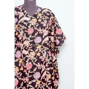 Vestido Kaftan de Tela 100% Algodón para Mujer, Cómodo y Hermoso, de Manga Larga, para Noche/Boda/Fiesta, con Botones, para Verano - Product Image 2