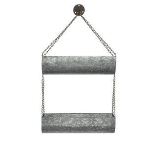 Juego de dos macetas colgantes de metal galvanizado estilo rústico moderno para plantas de interior y exterior a precio razonable. - Product Image 6