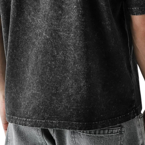 Mens Vintage Washed T-<b>Shirt</b> Front Short Sleeve Crew Neck Regular Fit Casual Streetwear Eco-Friendly <b>Black</b> Wholesale Factory - Product Image 6