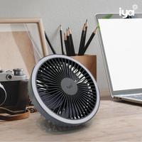 Ventilateur de camping sans fil USB Iya avec lumière, 3 pales rotatives, silencieux, pour utilisation en extérieur/voiture/tables - CF-2206 Chine