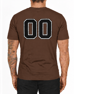T-shirt ajusté marron chocolat pour homme, manches courtes, col rond, imprimé personnalisé, coupe slim, décontracté, en coton, vente en gros, streetwear - Product Image 2
