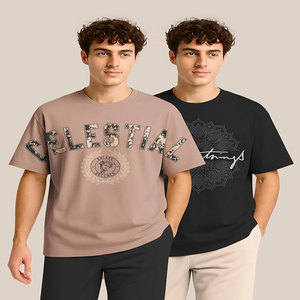 T-shirt personnalisé pour homme en coton 100% 230 GSM, coupe oversize, logo imprimé, grandes tailles, coupe ample, épaules tombantes - Product Image 1