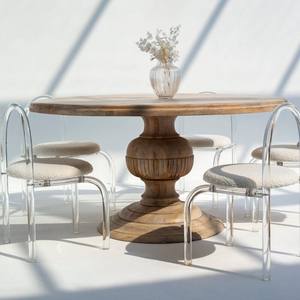 Table à manger en bois Vandana Aureo Stellar avec pieds en forme de sablier et design moderne et contemporain - Product Image 4