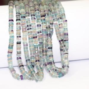 Fluorite facettes pneu forme perles Fluorite roue coupe perles Fluorite Heishi perles pour la fabrication de bijoux - Product Image 1