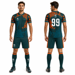 Ensemble d'uniformes de football personnalisés entièrement sublimés, respirant, à séchage rapide, maillot de football pour hommes, vêtements d'entraînement d'équipe, kits de football personnalisés - Product Image 3