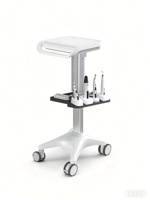 Troli Komputer Medis Laptop Pallet Penyangga Scanner Oral Trolley Mobile Konstruksi Aluminium+Plastik ABS 4 Roda Senyap Rumah Sakit
