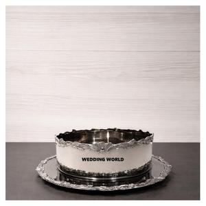 ชามช็อกโกแลตโลหะดีไซน์ลายนูนหรูหรา พร้อมจานเคลือบนิกเกิลเงางาม ชามช็อกโกแลตโลหะตกแต่งขายดี - Product Image 1