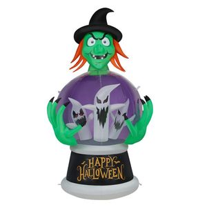 5.9ft Witch and Crystal Ball Inflatable Outdoor Halloween Yard Decorations for Festive Holiday Decorations - Product Image 1