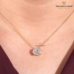 Colgante Clásico de Corte Ovalado para Mujer, Oro Sólido de 14K, Diamante Cultivado en Laboratorio CVD de 3.00 Quilates, Color F, Claridad VVS2, Certificado IGI - Product Image 2