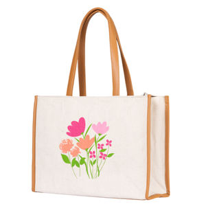 Bolsa de Mano de Lona con Estampado Floral, Bolsa de Compras Reutilizable Ecológica Blanca al Mejor Precio - Product Image 4