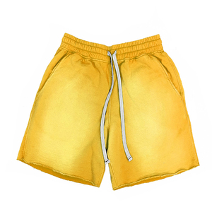 Unisex Heavyweight Fleece Shorts <b>Bleached</b> Effect Elastic Waist Drawstring Casual Summer Beach Lounge Athletic Shorts Wholesale - Product Image 5