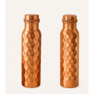 Bouteille en cuivre massif écologique faite à la main, vente en gros, très demandée, texture diamant, récipient à eau, logo personnalisé disponible - Product Image 1