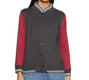 Chaqueta Varsity Ligera para Mujer, Estilo Urbano, con Bloques de Color, Tejido de Algodón, Cuello Alto, Manga Larga, Prenda Exterior de Invierno - Product Image 5