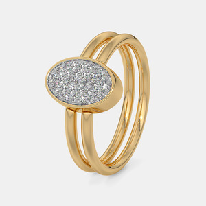 Anillo de oro amarillo con triple banda y racimo de diamantes ovalados - Product Image 1