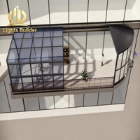 Véranda moderne rétractable avec toit en verre incliné motorisé pour villa, jardin, piscine, cour