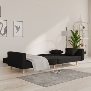 Canapé-lit 2 places en tissu noir 100% polyester, bois et plastique, taille pour une assise confortable - Product Image 3