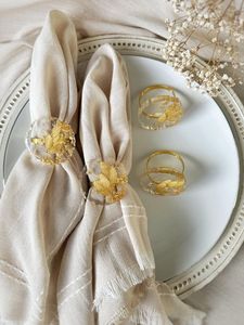 Decorative Resin Napkin Ring Set With Gold Glitter Design For Luxury <b>Party</b> <b>Table</b> Decoration Ideas - Product Image 2
