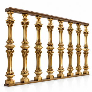 Barandillas de Escalera en Tono Dorado Imperial con Pernos Florales Esculpidos y Collares Arquitectónicos en Capas para Interiores Grandiosos - Product Image 3