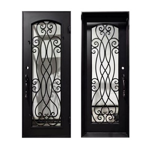 Royal Luxury Rust-resistant Wrought Iron Entrance Door <b>Swing</b> Easy Assembly Arched Glass Panel Intricate Pattern Design - Product Image 3