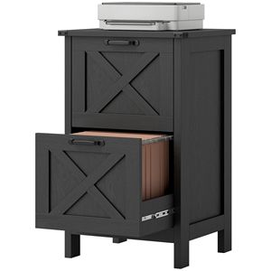 "Distressed Black Rustic Farmhouse <b>File</b> Cabinet 2-Drawer <b>A4</b>/Letter Size Office Storage" - Product Image 1
