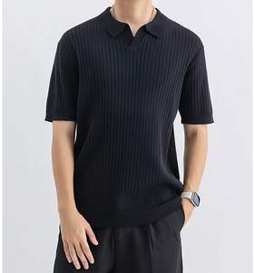 Camiseta de Verano para Hombre, Jersey Sólido 100% Algodón, Transpirable, Personalizada, de Punto Acanalado, Manga Corta, Informal y para Trabajo - Product Image 4