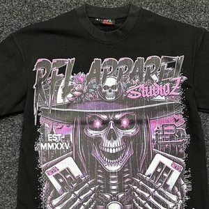 Conjunto de Camiseta y Pantalones Cortos de Moda Urbana para Hombre RFL APPAREL, Estampado de Calavera, 100% Algodón, Atuendo de Invierno con Capucha, Negro, Ecológico, Serigrafiado - Product Image 4
