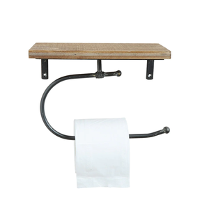 Support mural en bois pour rouleau de papier toilette, étagère de rangement pour salle de bain et cuisine, prix de gros - Product Image 2