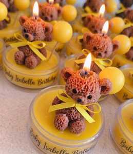 Bougie décorative esthétique pour fête d'enfants, souvenir, mini bougie ours avec ruban, bougie parfumée en cire de soja, cadeau unique pour filles, vente en gros - Product Image 4