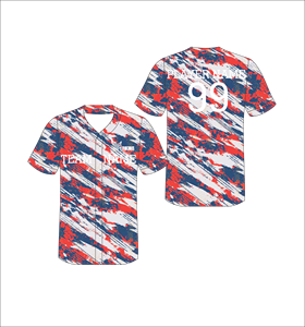 Maillot de baseball personnalisé USA Camo, boutonné, uniforme d'équipe, nom et numéro personnalisés, sublimation, chemise de sport de baseball - Product Image 1