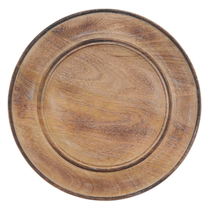 Plato Redondo de Madera para Servir, Diseño Minimalista Hecho a Mano, Platos con Patrón Sólido Pulido, Juego de Platos para Servir Debajo de los Platos Principales - Product Image 5