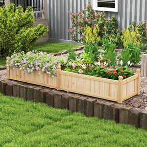 Raised <b>Wood</b> <b>Planter</b> Box 91x24x16 Inch with Divider <b>Corner</b> Drainage & Non-Woven Liner for Garden Vegetables - Product Image 4