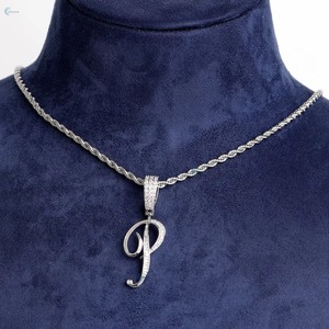 Custom Alphabet Letter <b>Pendant</b> Cursive <b>Initial</b> Letter Charms 925 <b>Silver</b> Gold Plated <b>Pendant</b> Dainty Diamond Letter Charm For Gift - Product Image 3