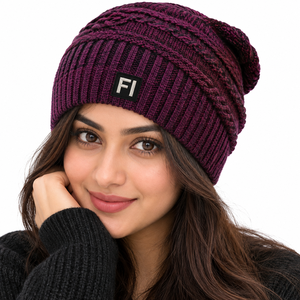 Wholesale Private Label <b>Slouchy</b> Cable Knit <b>Beanies</b> Custom Logo Ribbed Cuff Winter Cap Soft Warm Fashion <b>Hat</b> for Women's USA - Product Image 4
