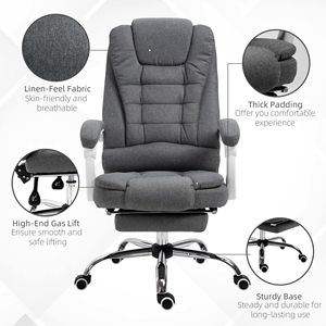 Sedia da Ufficio Ergonomica Grigio Scuro Certificata BIFMA, Sedia Direzionale con Poggiapiedi Retrattile, Altezza Regolabile, Reclinabile in PU - Product Image 4