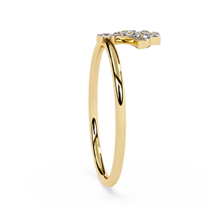 Bague minimaliste en or 18 carats avec cluster de diamants trapézoïdaux et diamant rond naturel, bijoux fins certifiés IGI, bague de fiançailles en or 18 carats pour femme - Product Image 3