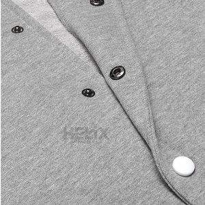 Blouson universitaire gris et blanc en cuir avec manches coupe-vent respirantes, mélange de laine, style décontracté, design personnalisé, veste de baseball à fermeture frontale - Product Image 6