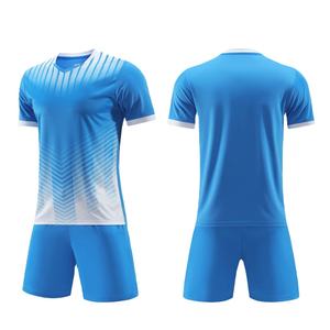 Dernier style, nouveau modèle, vente en gros, maillot de foot personnalisé, élégant et pas cher, ensemble de sublimation intégrale bleu et blanc, uniforme de football - Product Image 1