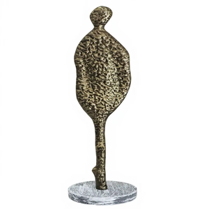 Estatua de Silueta Humana Abstracta de Aluminio Texturizado en Bronce, Figura Moderna Minimalista para Decoración de Hogar, Oficina o Estantes - Product Image 1