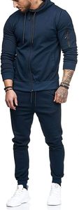 Ensemble de survêtement personnalisé en coton mélangé 450 GSM pour homme, sweat à capuche et pantalon, couleur gris anthracite, logo brodé sur la poitrine, qualité supérieure - Product Image 2