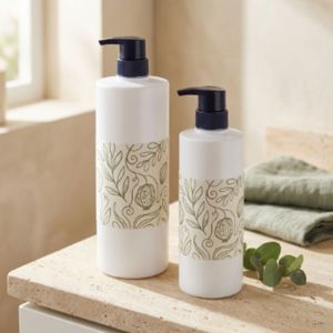 500ml/1000ml <b>White</b> PET/HDPE Bottle with Pump, <b>Flat</b> Shoulder Container for Conditioner & Shower Gel Vietnam Manufacturer - Product Image 4