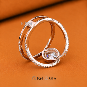 Bague de fiançailles en diamant de laboratoire taille marquise, bague halo en diamant taille marquise 1,25 TW, bague de mariage à double sangle, bague de promesse - Product Image 4