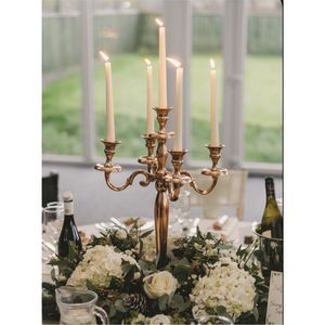 Luxury Gold Metal <b>Candle</b> Stand 5 Arms Taper Candelabra <b>Bulk</b> Supplier European Style Tabletop Centerpiece for Party Hospitality - Product Image 1