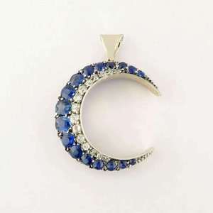 Colgante Luna Azul de Plata 925 con Moissanita, Joyería de Media Luna para Mujer, Regalo para Fiesta - Product Image 2