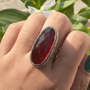 Deep Red <b>Garnet</b> Designer <b>Ring</b> Jewelry Vintage Style <b>Garnet</b> <b>Ring</b> Handmade Wedding <b>Ring</b> For Her - Product Image 1