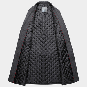Abrigo de lana gris para hombre, talla grande, largo, con cuello vuelto, grueso, para invierno - Product Image 3