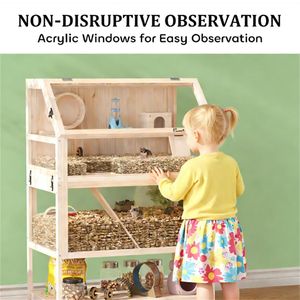 Cage pour petits animaux avec étagère de rangement, cage en bois pour hamster - Product Image 2