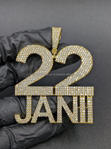 Colgante de Diamante Moissanita Personalizado con Número 22, Collar con Nombre Jani, Colgante con Nombre Personalizado, Colgante Iced Out - Product Image 1